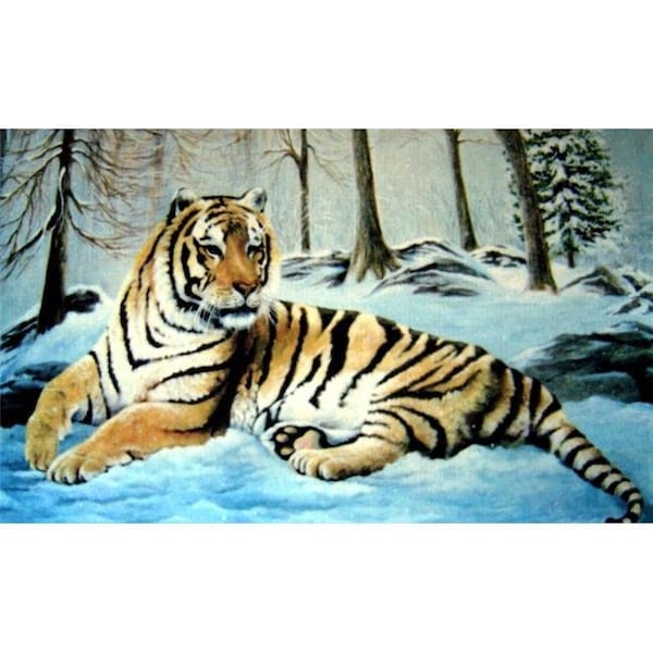 Custom Printed Rugs Custom Printed Rugs AWV082 Tiger 18 x 30 in. Doormat Rug - Blue; Gold & Yellow; Yellow AWV082 - main